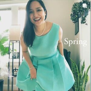 kate spade Aqua Teal Pleated Backless Party Dress Bow & Pockets | RARE FIND! 💎